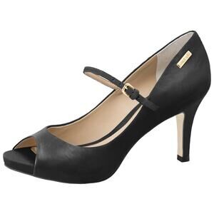 Black Leather Peep Toe - Dumond